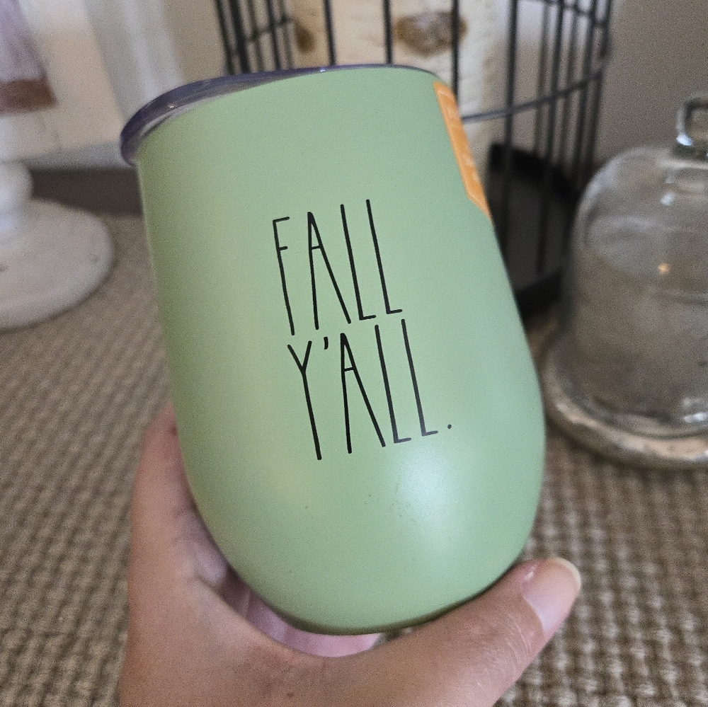 ⭐️NEW Rae Dunn 'Fall Y'all' Green Stainless Steel Tumbler